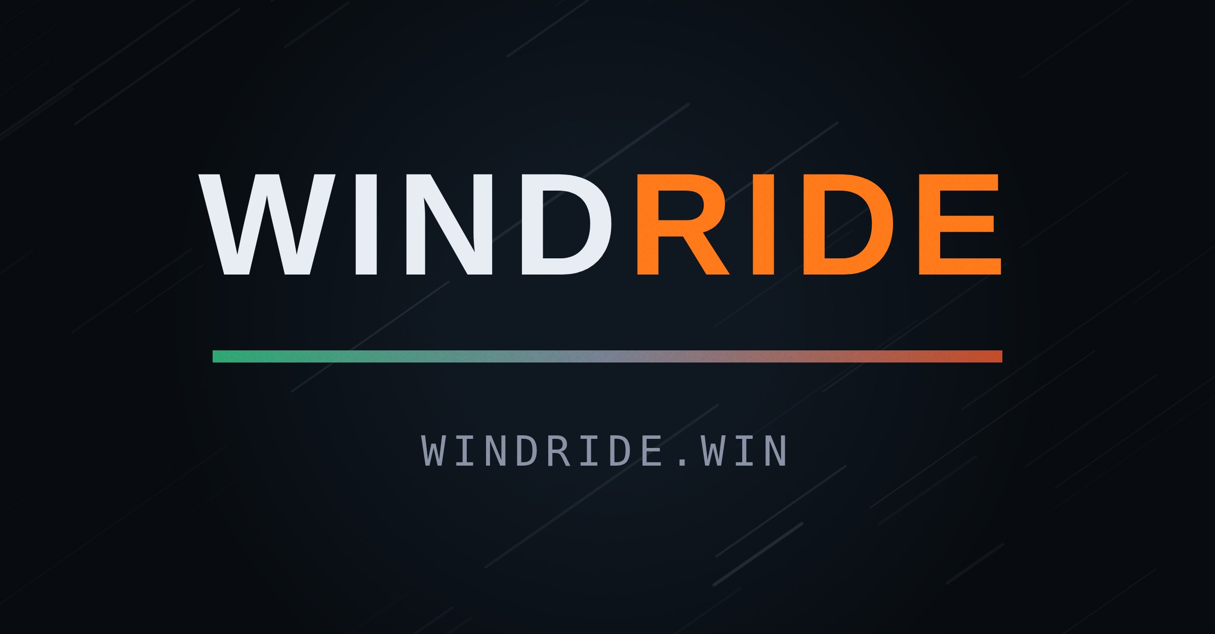 The Wind Ride wordmark over a field of wind, with windride.win beneath it.